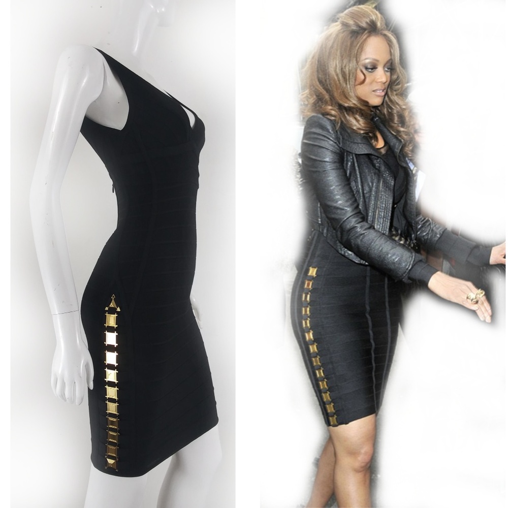 Herve Leger Black Bandage Dress - small